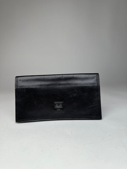 Vintage Givenchy Logo Leather Card Holder / Clutch Black