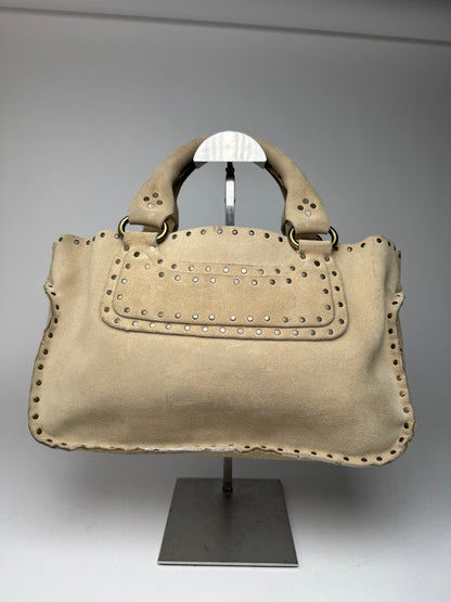 Vintage Celine Paris Suede Bag Beige
