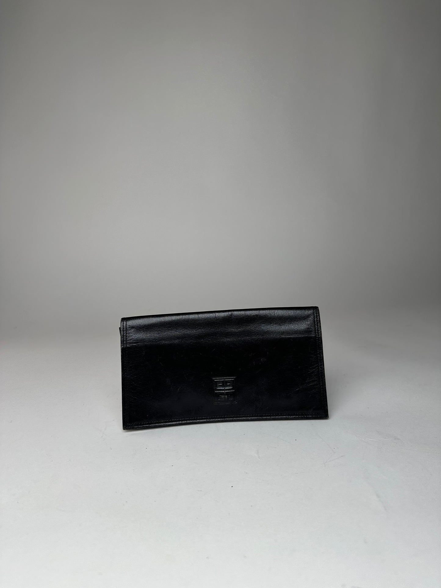 Vintage Givenchy Logo Leather Card Holder / Clutch Black