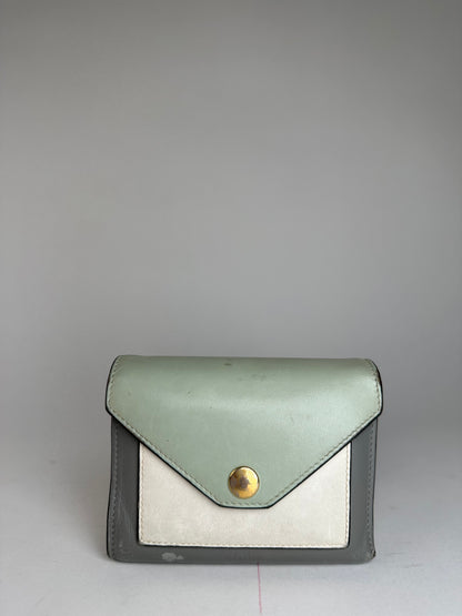 Vintage Celine Paris Envelope Card Holder Green Grey White