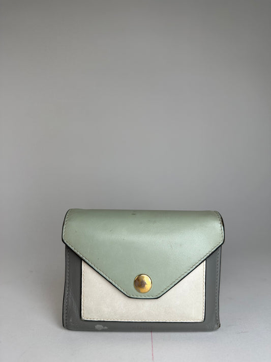 Vintage Celine Paris Envelope Card Holder Green Grey White