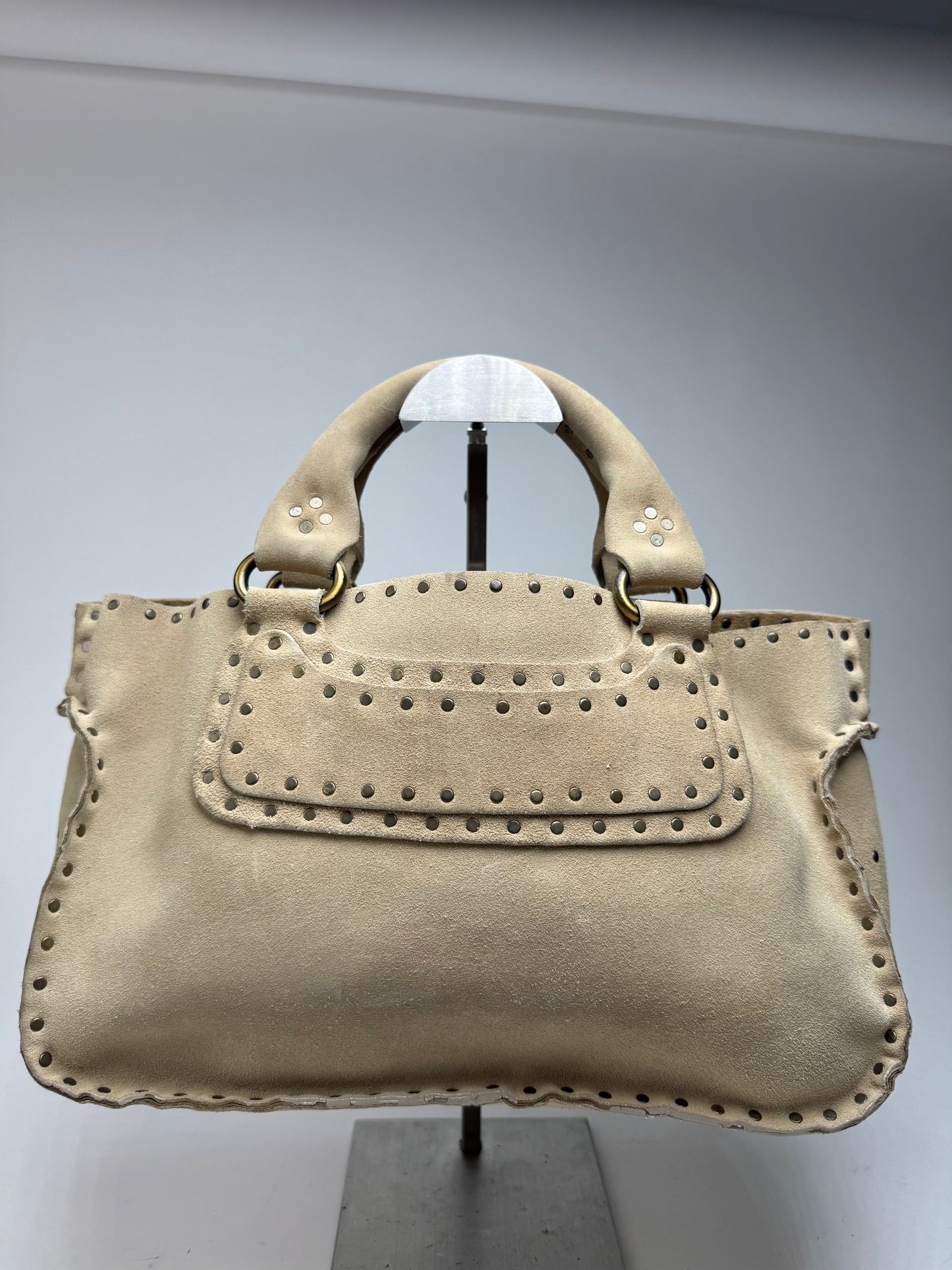 Vintage Celine Paris Suede Bag Beige
