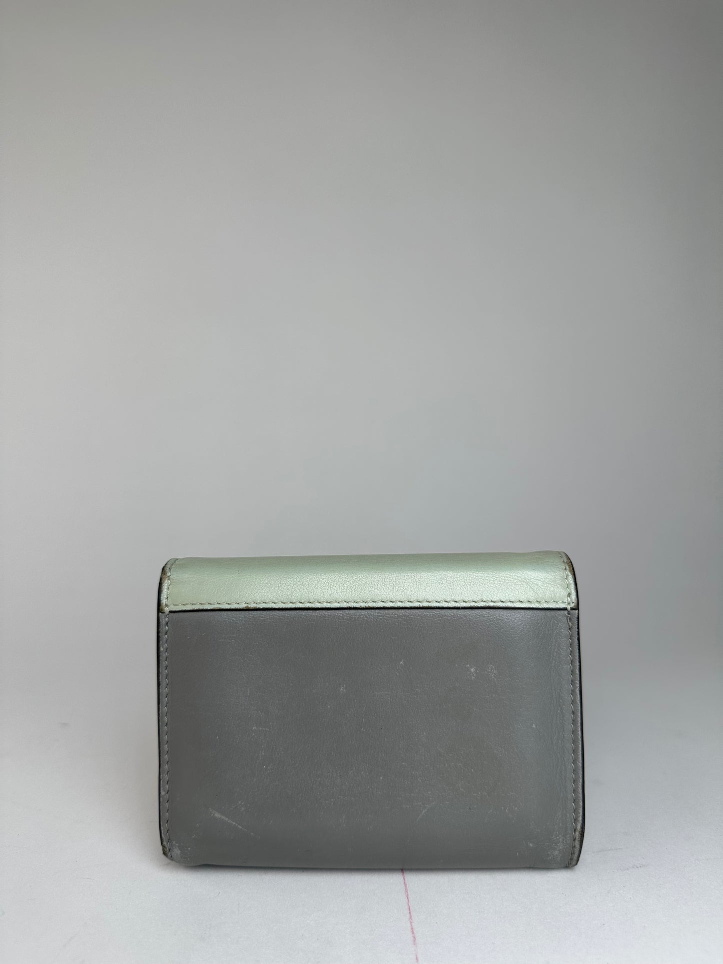 Vintage Celine Paris Envelope Card Holder Green Grey White