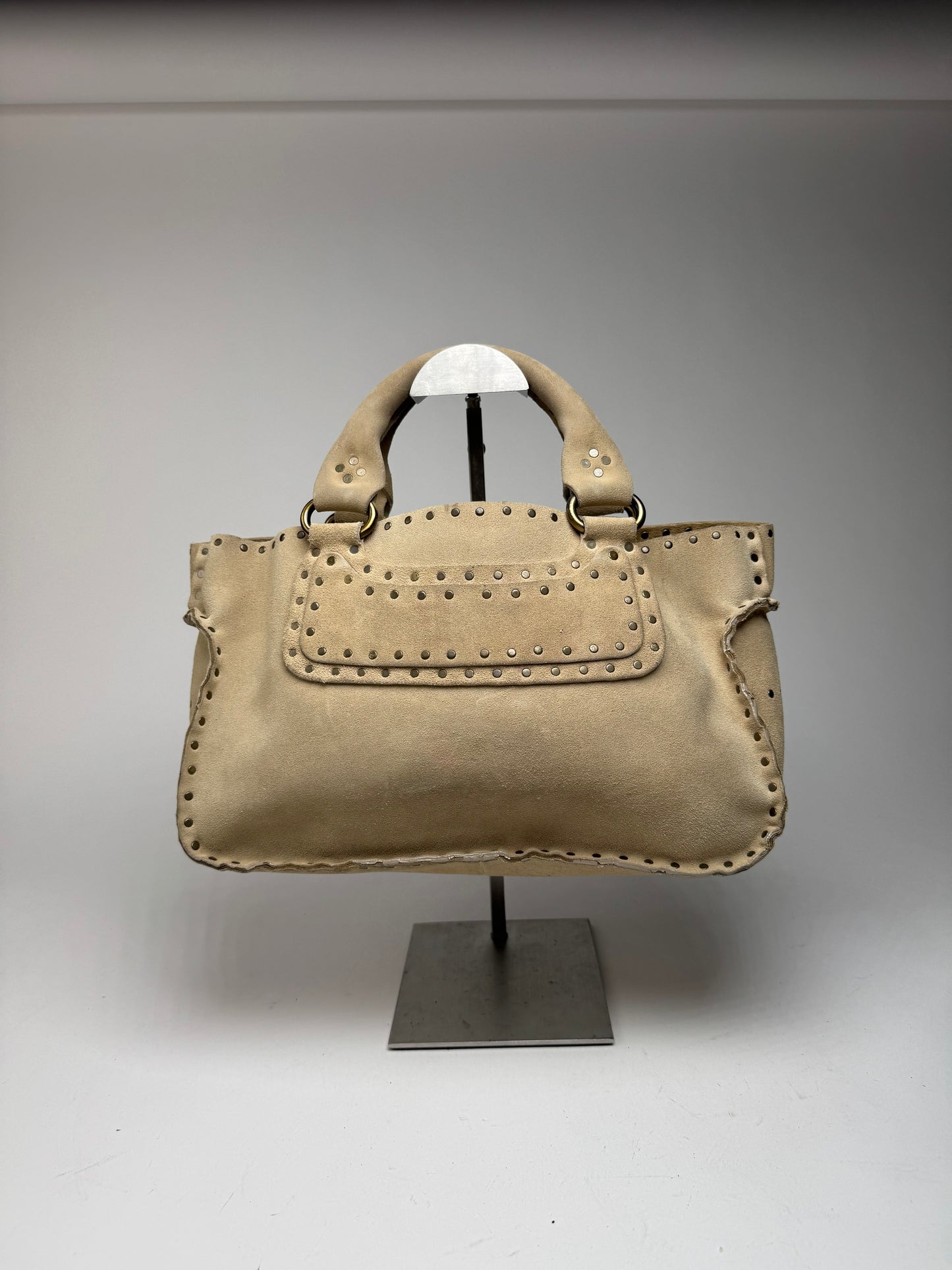 Vintage Celine Paris Suede Bag Beige