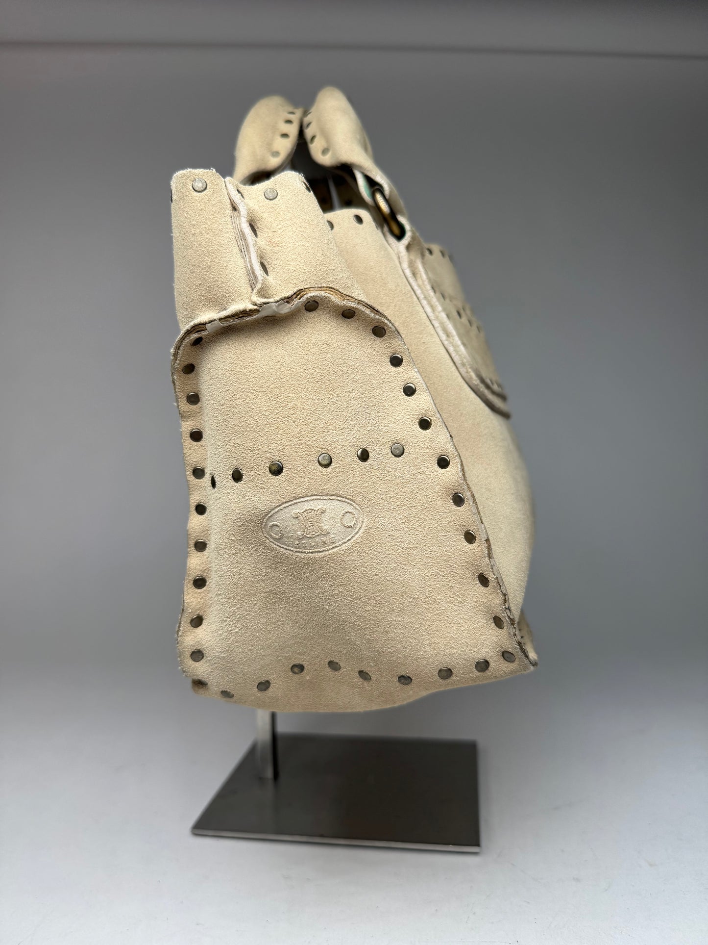 Vintage Celine Paris Suede Bag Beige