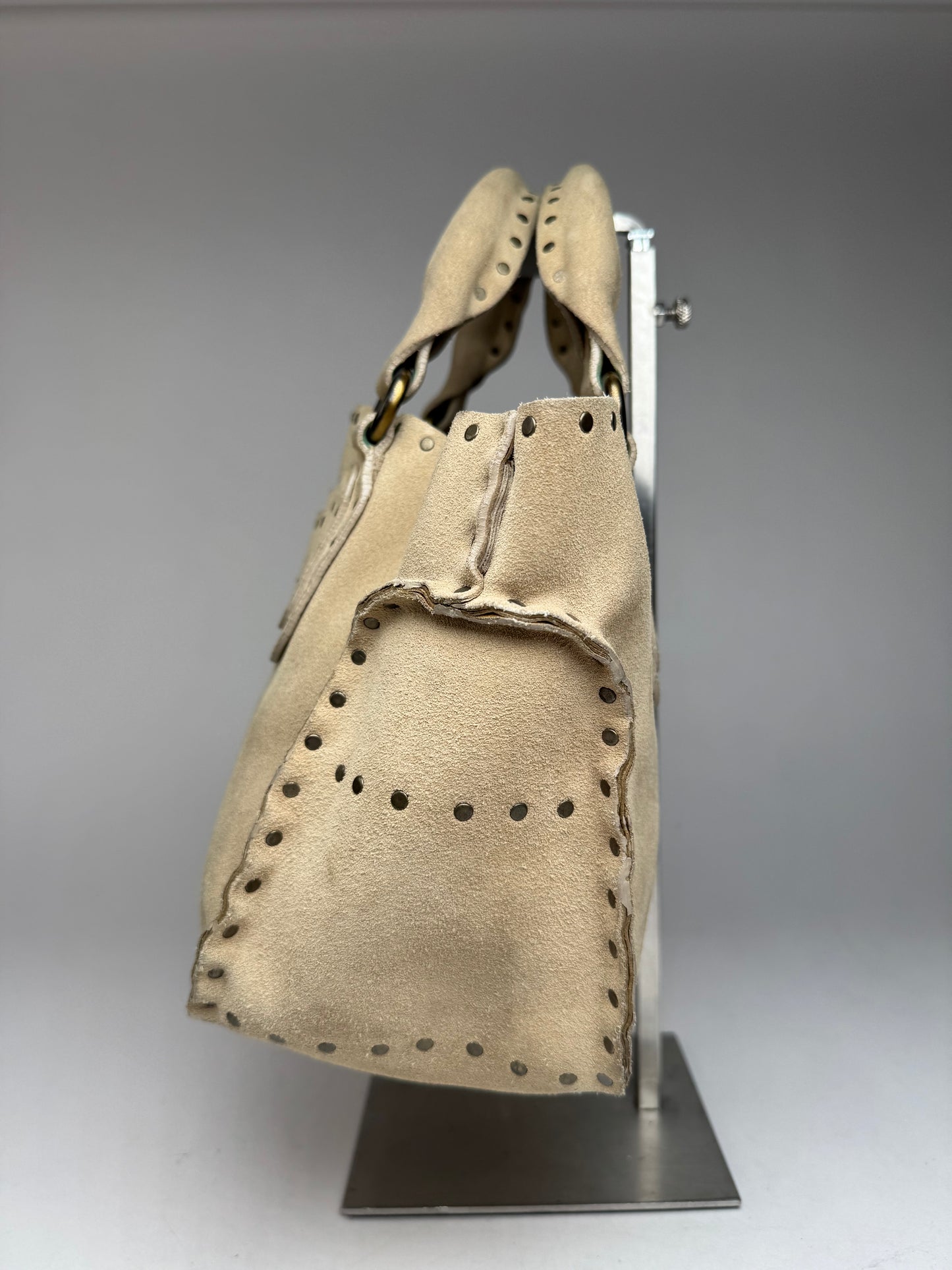 Vintage Celine Paris Suede Bag Beige