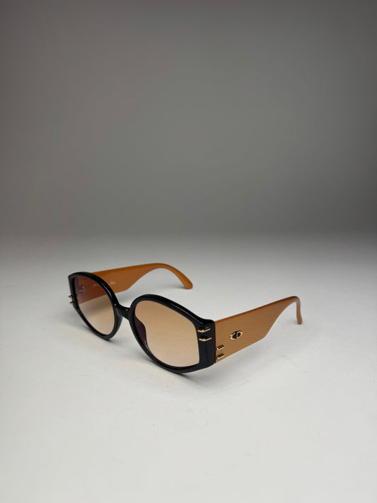 Vintage Dior Snake Emblossed Sunglasses Yellow Black