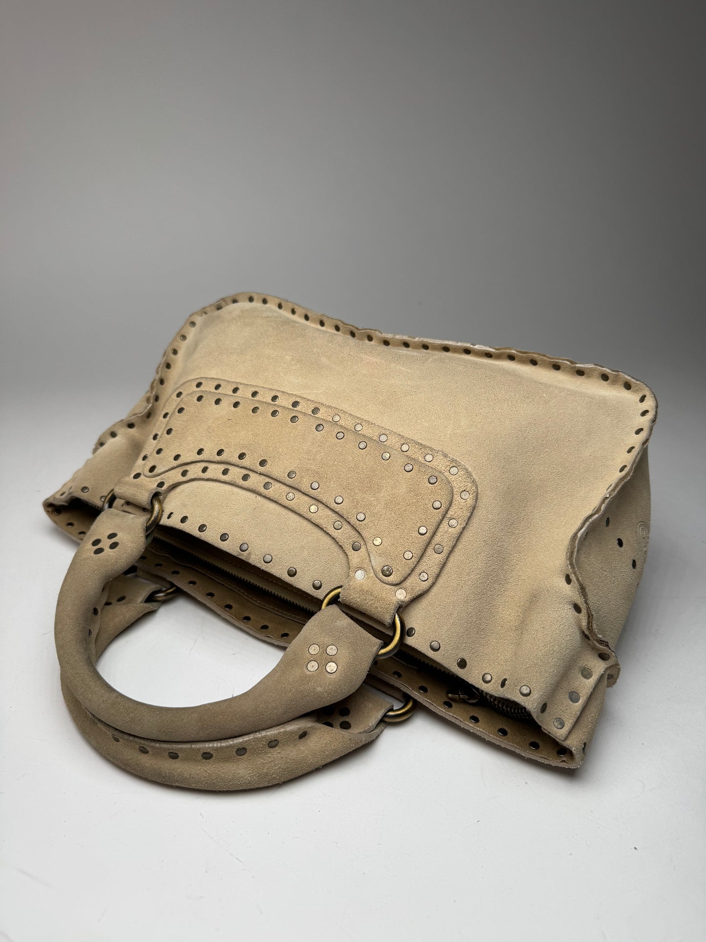 Vintage Celine Paris Suede Bag Beige