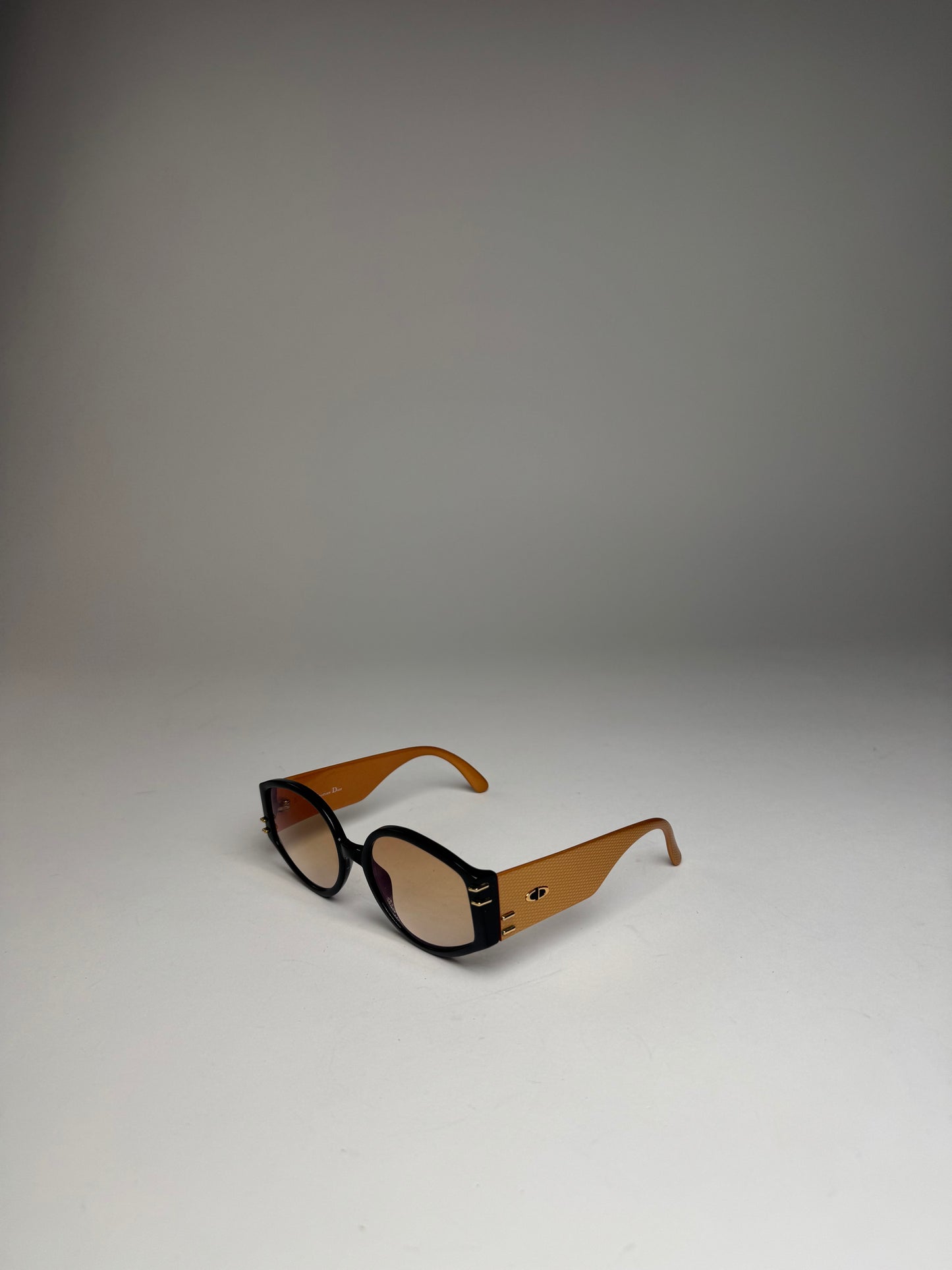 Vintage Dior Snake Emblossed Sunglasses Yellow Black