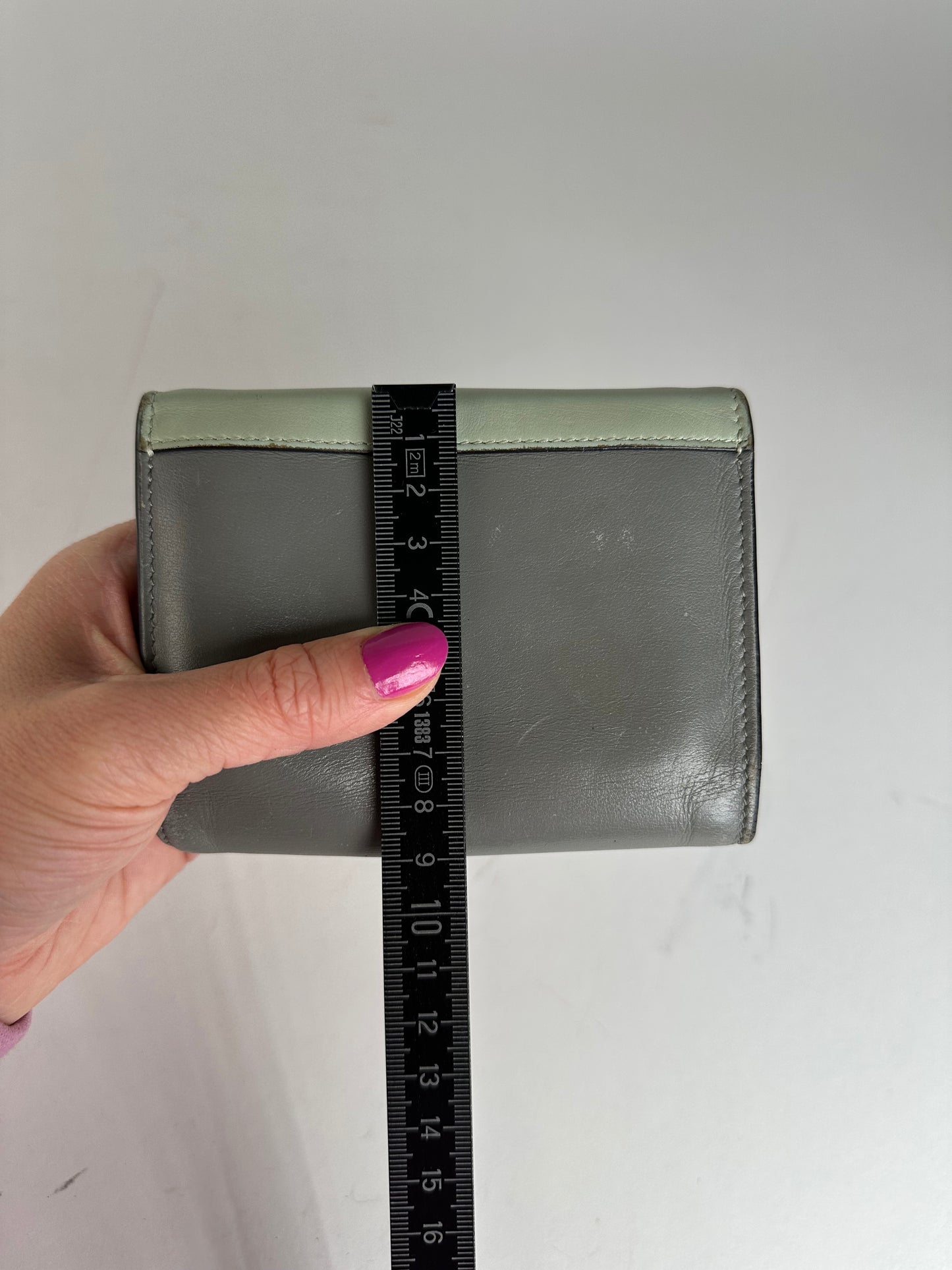 Vintage Celine Paris Envelope Card Holder Green Grey White