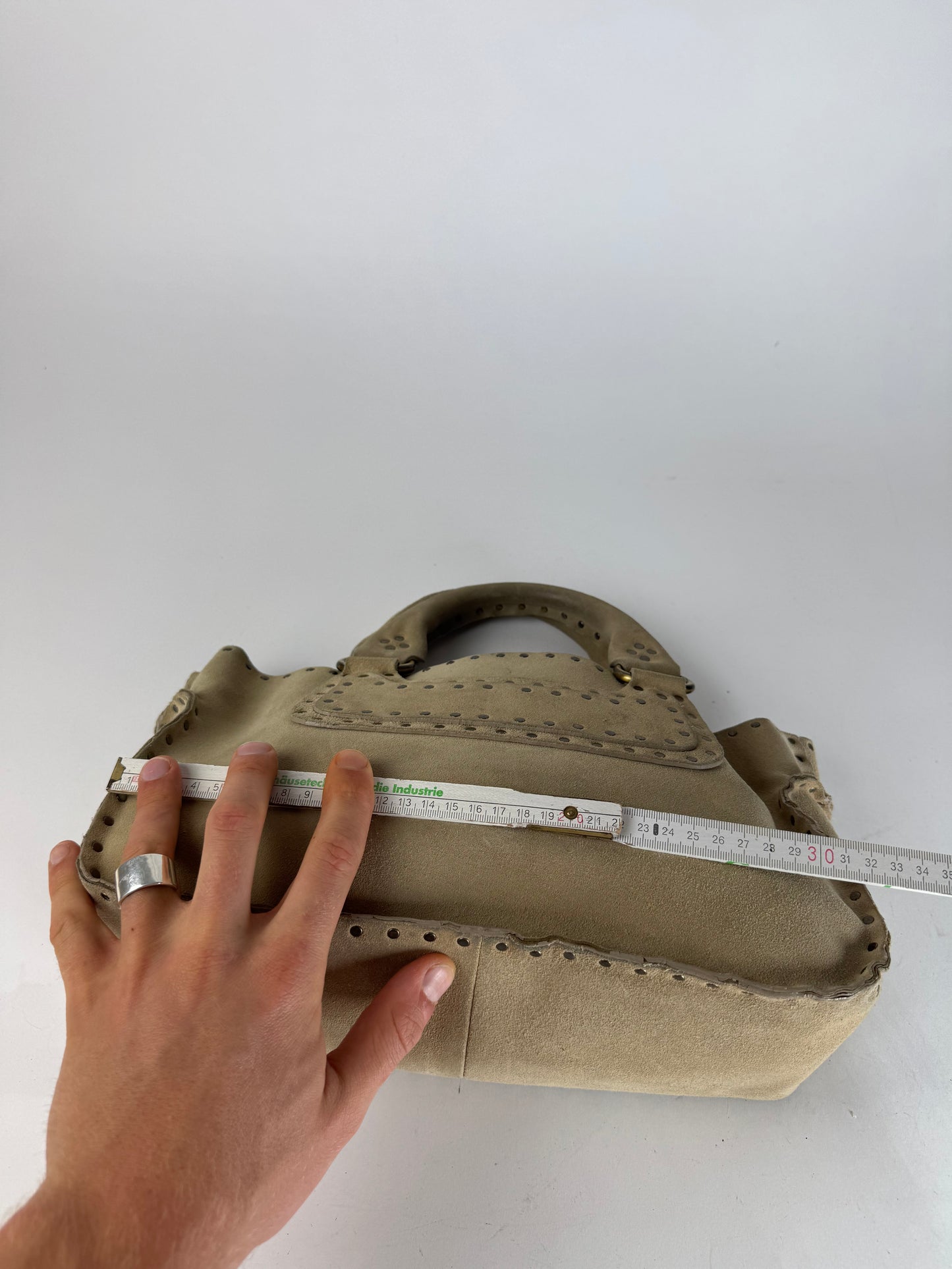 Vintage Celine Paris Suede Bag Beige