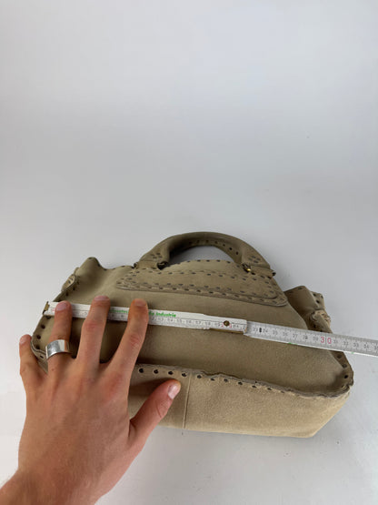 Vintage Celine Paris Suede Bag Beige