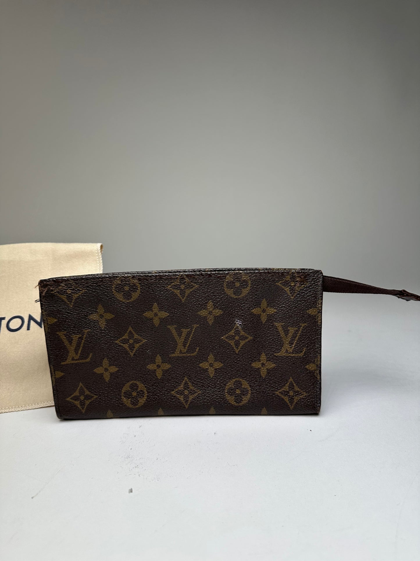 Vintage Louis Vuitton Monogram Canvas Zip Pouch Brown