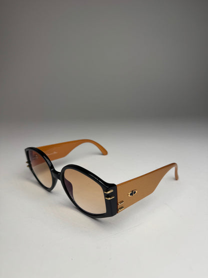 Vintage Dior Snake Emblossed Sunglasses Yellow Black