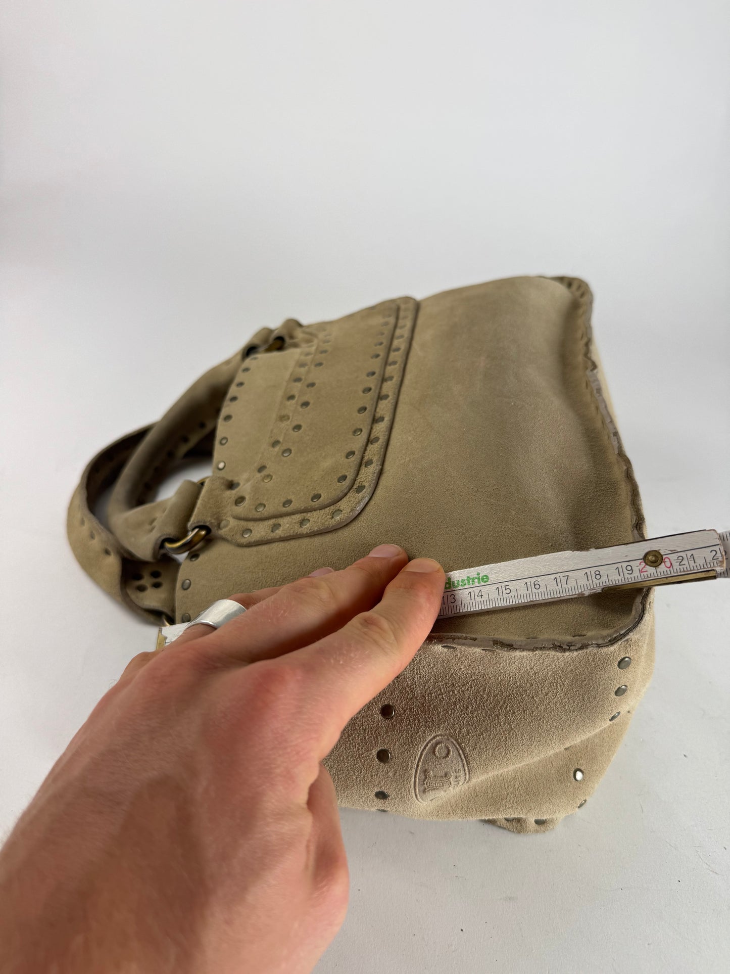 Vintage Celine Paris Suede Bag Beige