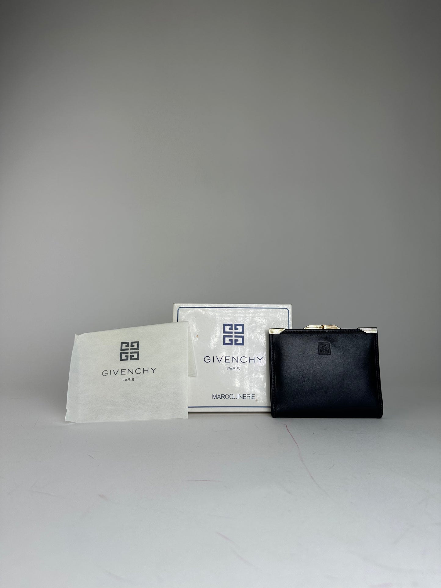 Vintage Givenchy Leather Logo Wallet Black