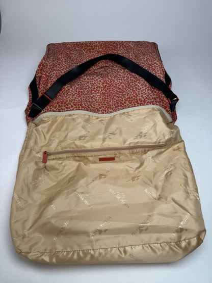 Vintage Bottega Veneta Canvas Leopard Duffel Bag Orange beige