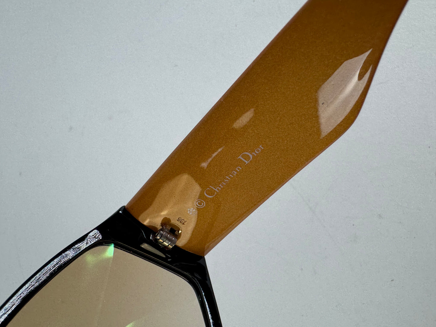 Vintage Dior Snake Emblossed Sunglasses Yellow Black