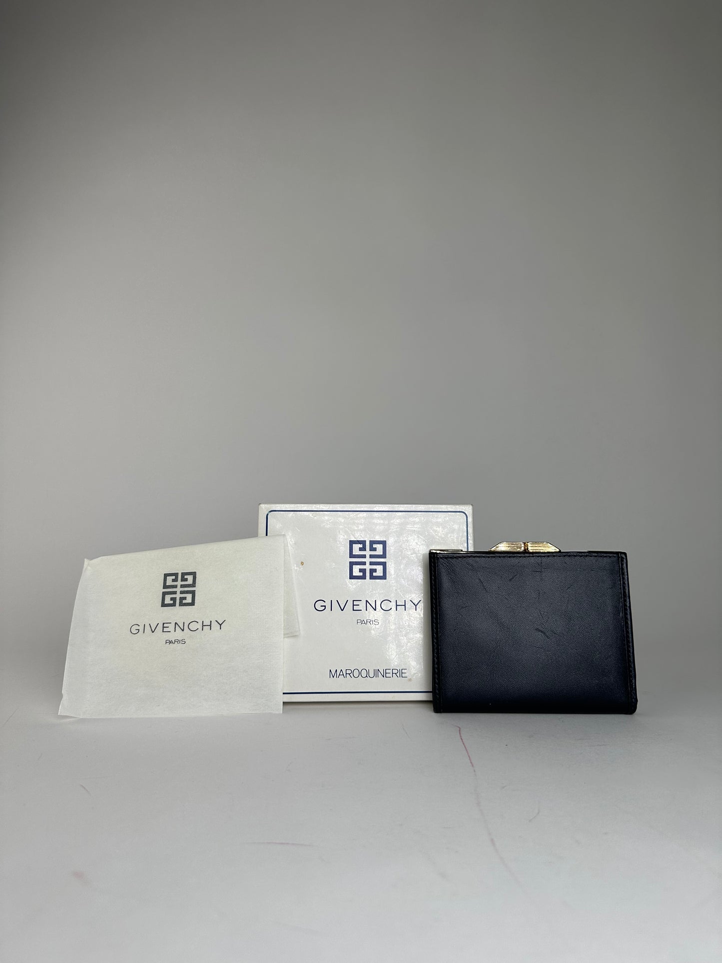 Vintage Givenchy Leather Logo Wallet Black