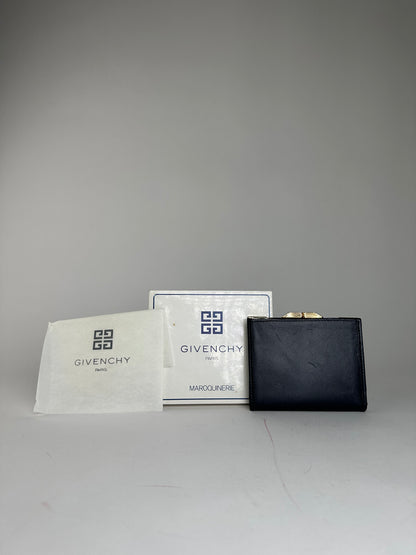 Vintage Givenchy Leather Logo Wallet Black