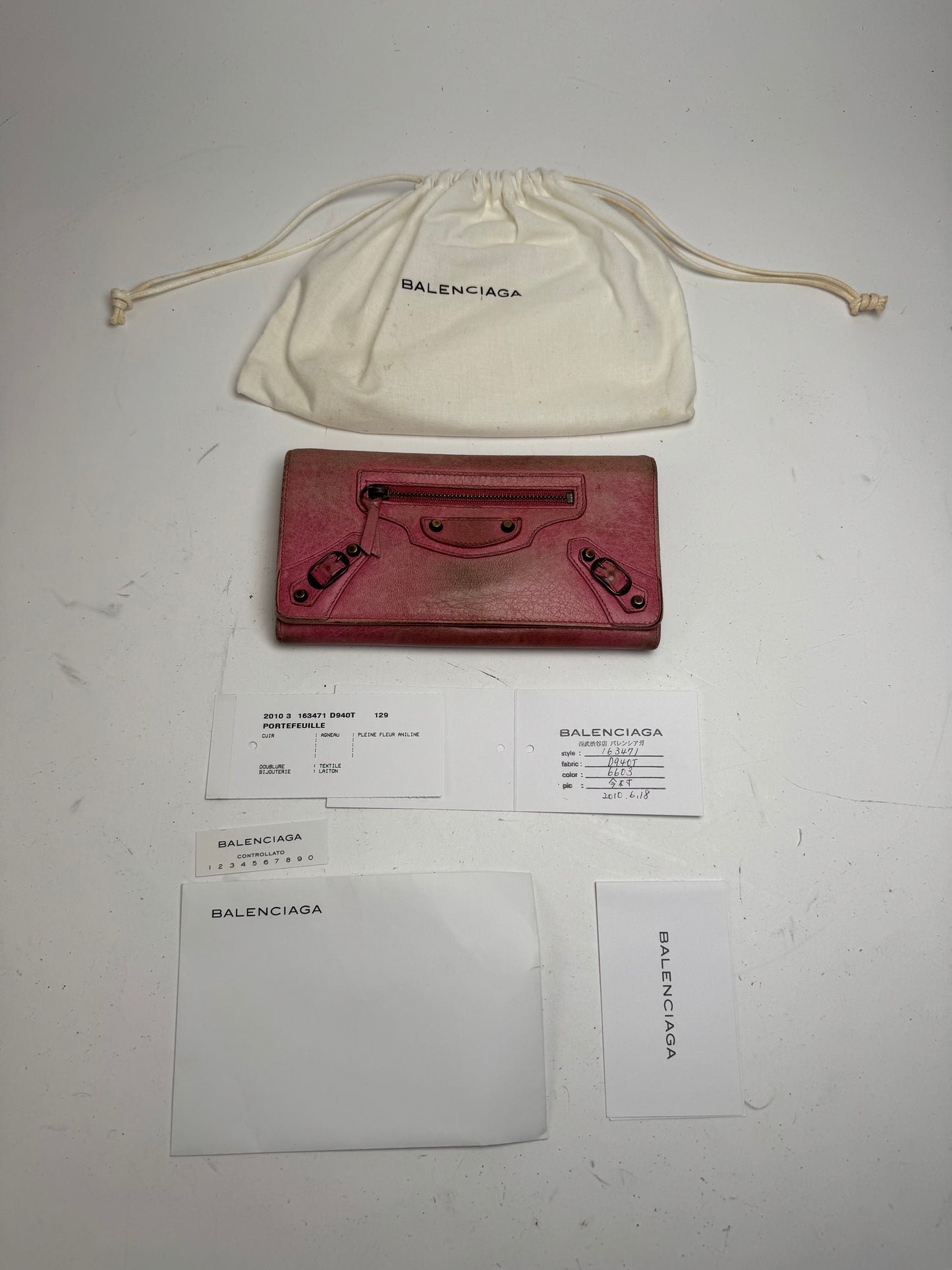 Vintage Balenciaga City Leather Wallet Pink