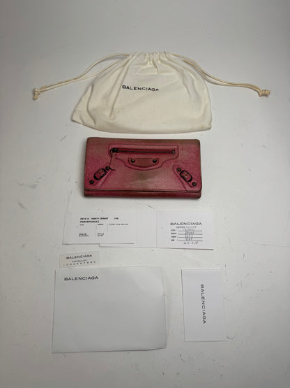 Vintage Balenciaga City Leather Wallet Pink