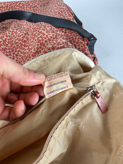 Vintage Bottega Veneta Canvas Leopard Duffel Bag Orange beige