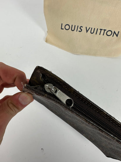 Vintage Louis Vuitton Monogram Canvas Zip Pouch Brown