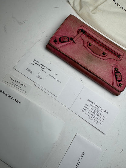 Vintage Balenciaga City Leather Wallet Pink