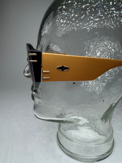 Vintage Dior Snake Emblossed Sunglasses Yellow Black