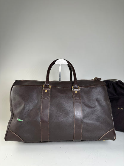 Vintage Burberry Leather Duffle Bag Dark Brown Gold
