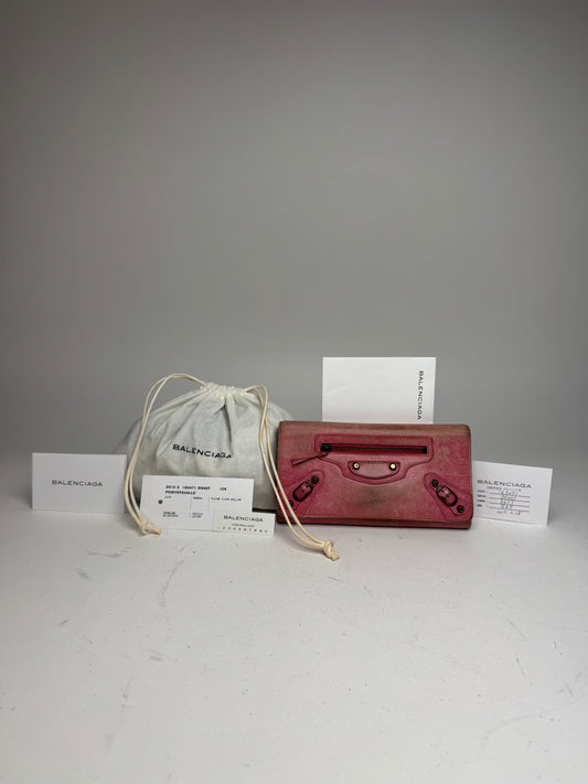 Vintage Balenciaga City Leather Wallet Pink