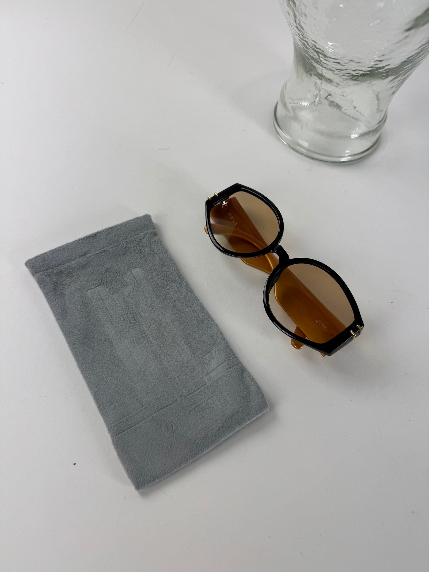 Vintage Dior Snake Emblossed Sunglasses Yellow Black
