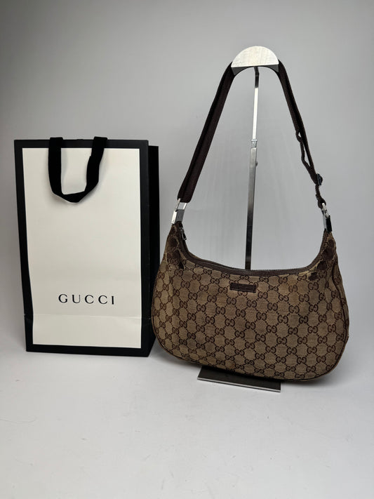 Vintage Gucci Multiway Monogram Croissant Bag Beige Brown