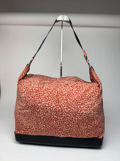 Vintage Bottega Veneta Canvas Leopard Duffel Bag Orange beige