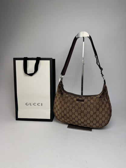 Vintage Gucci Multiway Monogram Croissant Bag Beige Brown