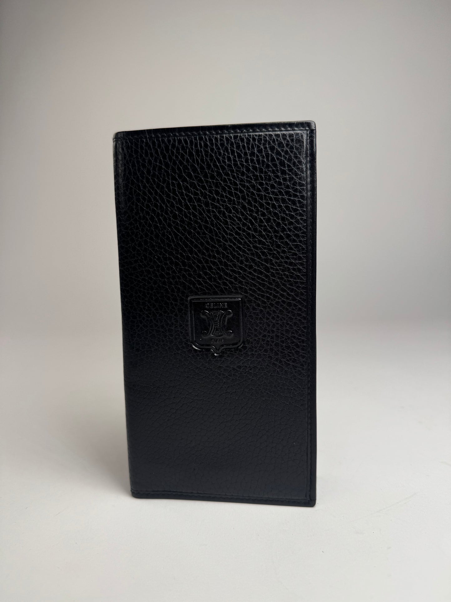 Vintage Celine Paris Snake Emblossed Leather Card Holder ID Holder Black