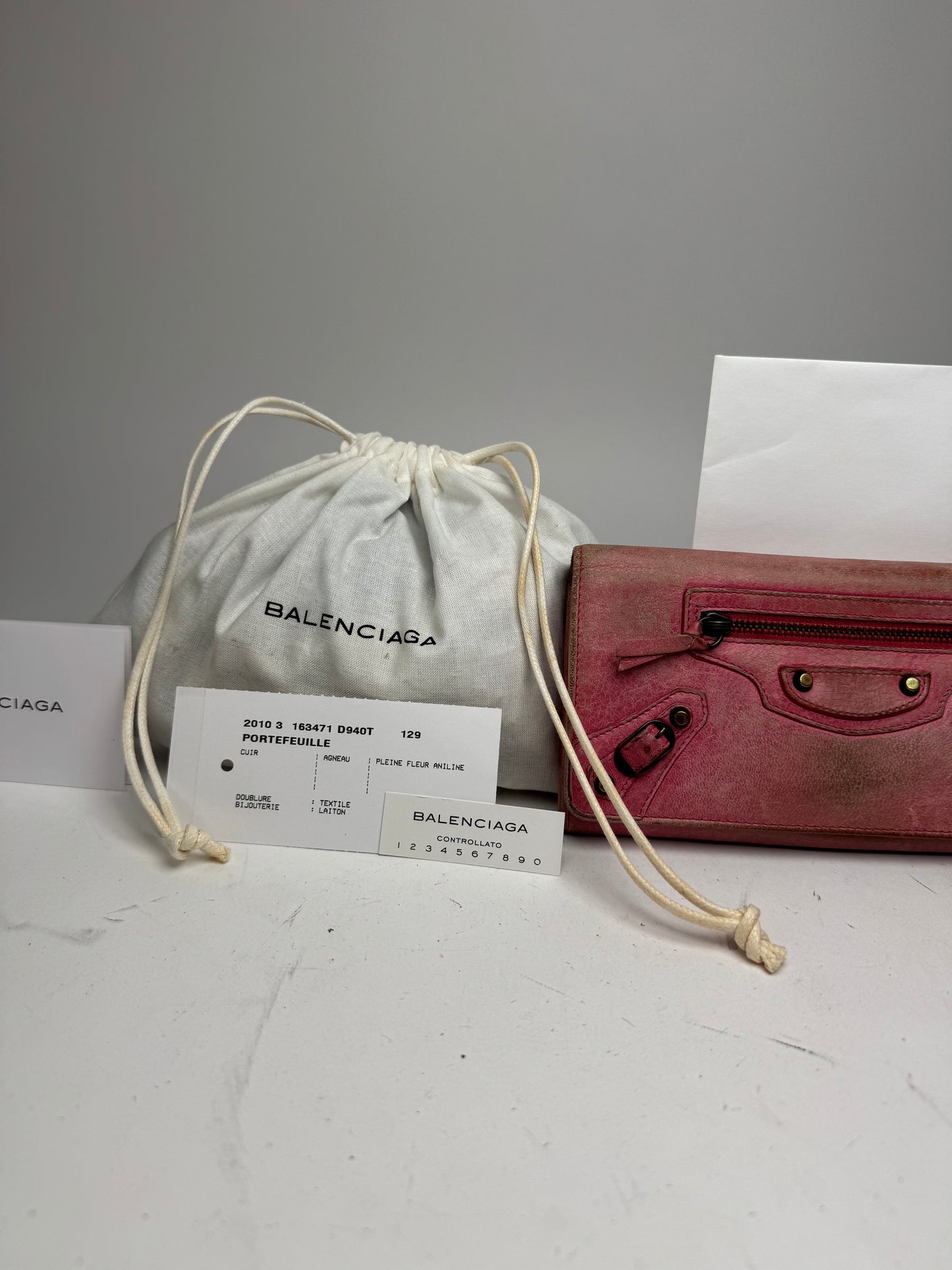 Vintage Balenciaga City Leather Wallet Pink