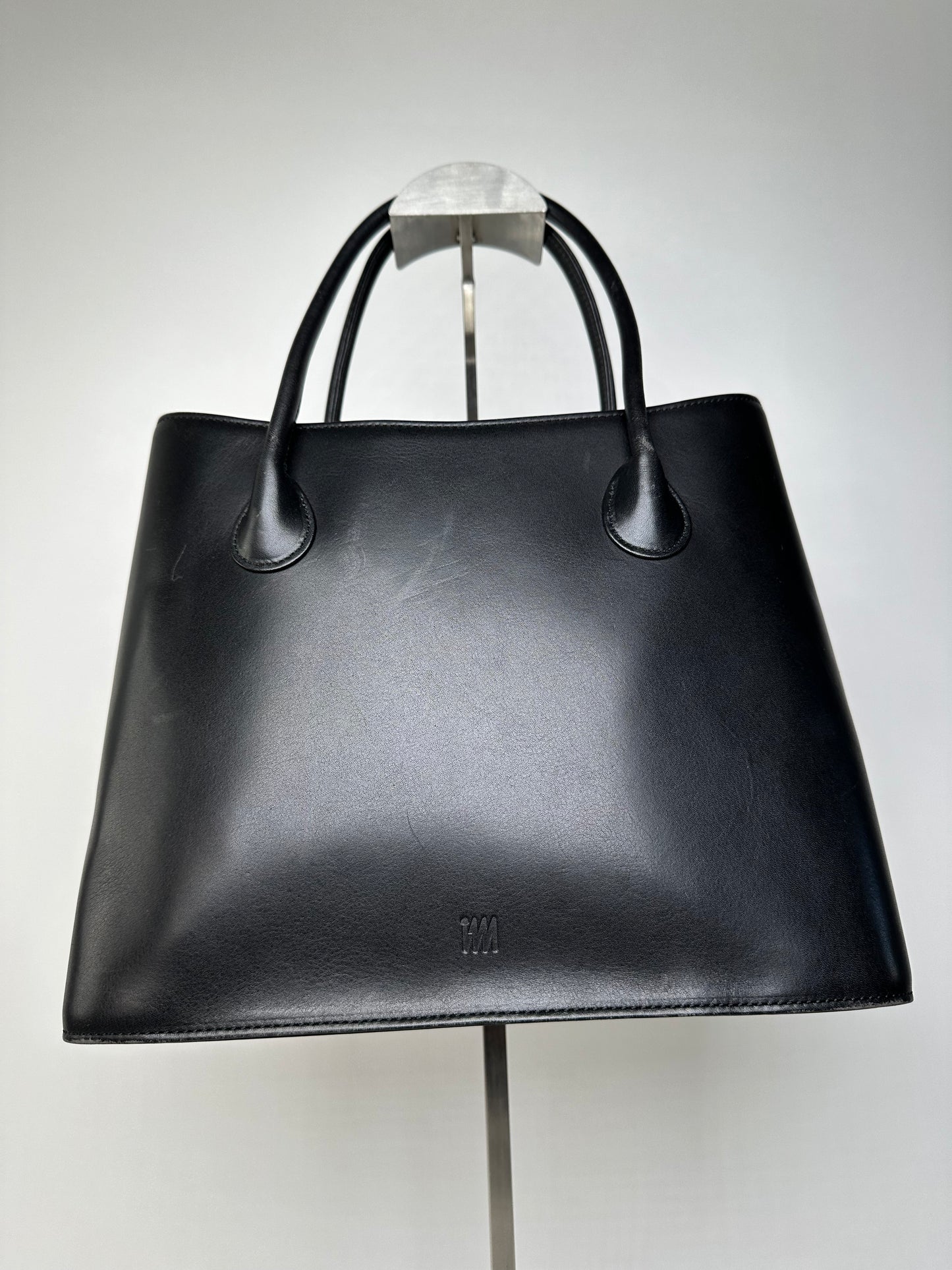 Vintage Issey Miyake Structured Leather Tote Black