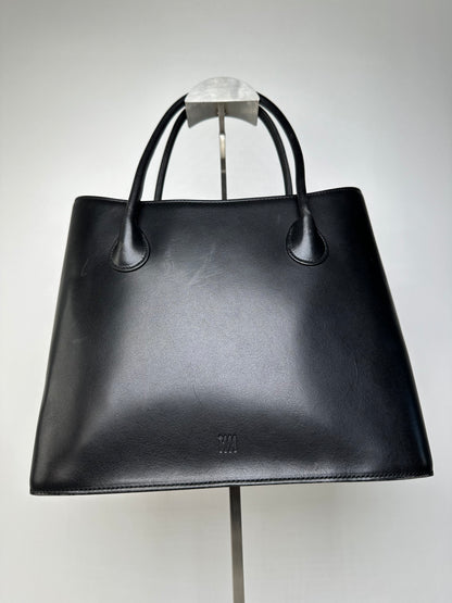 Vintage Issey Miyake Structured Leather Tote Black