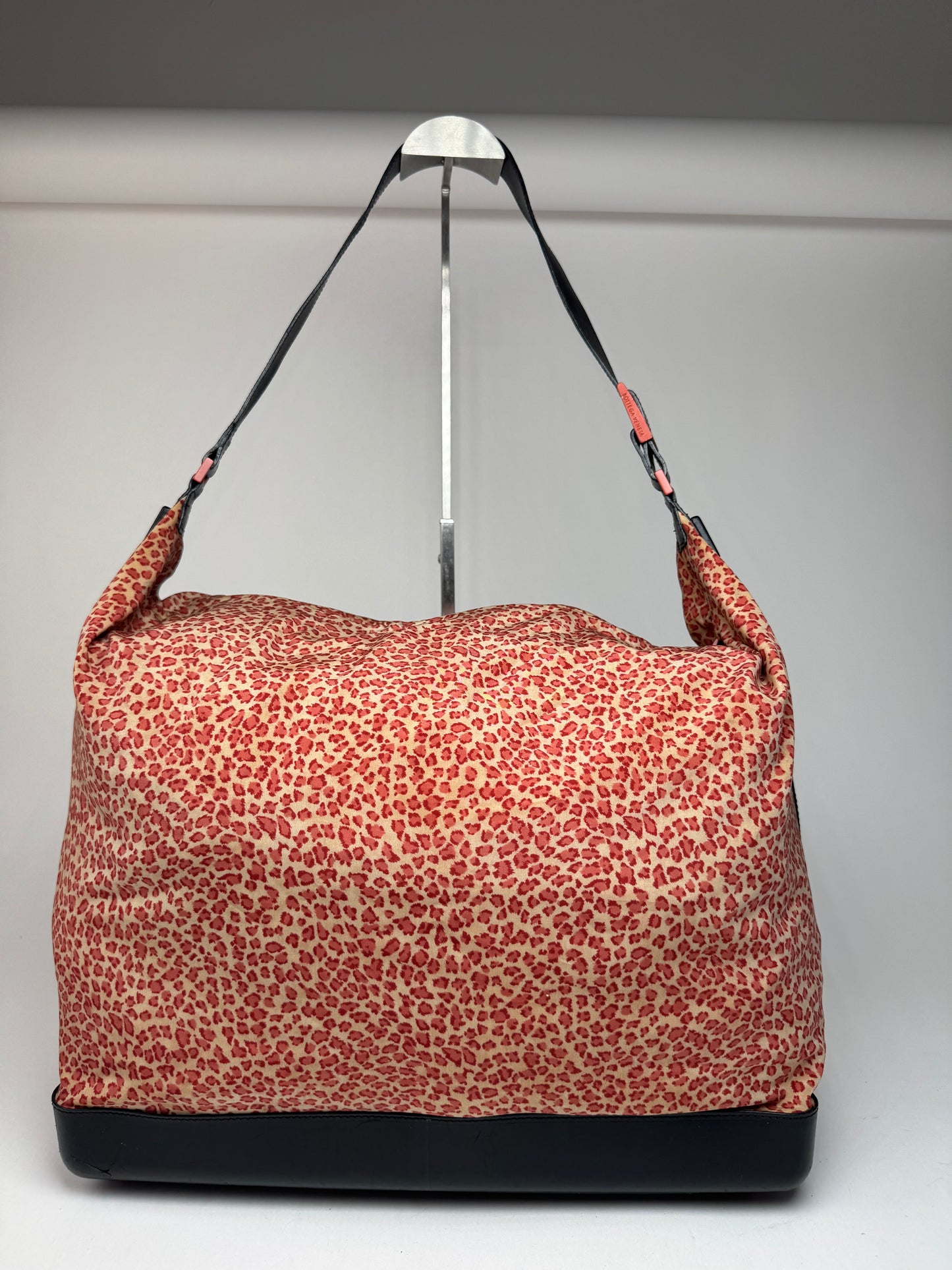 Vintage Bottega Veneta Canvas Leopard Duffel Bag Orange beige