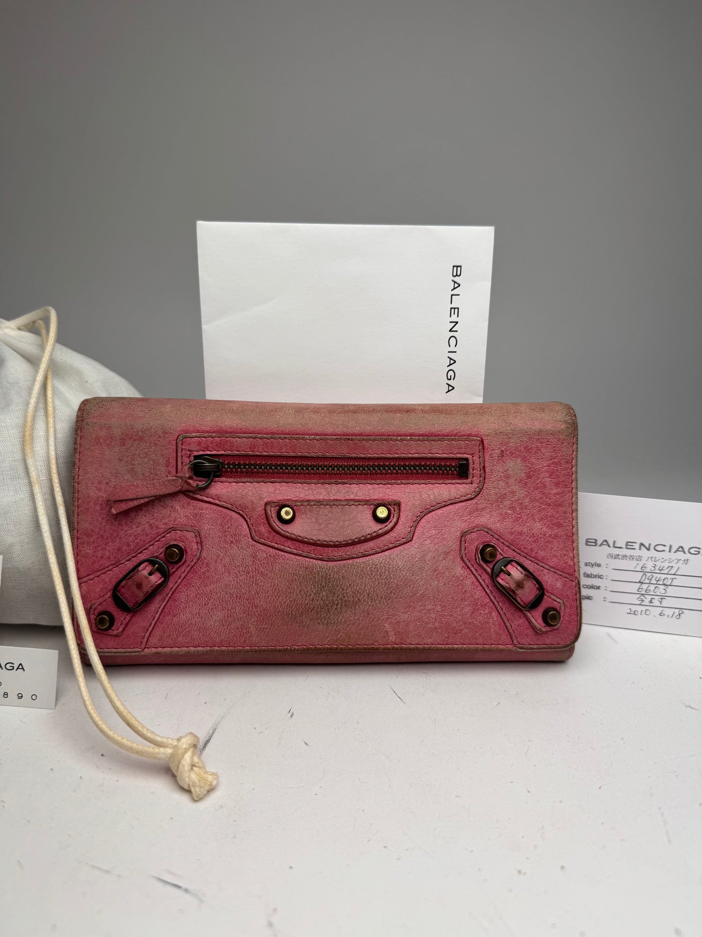 Vintage Balenciaga City Leather Wallet Pink