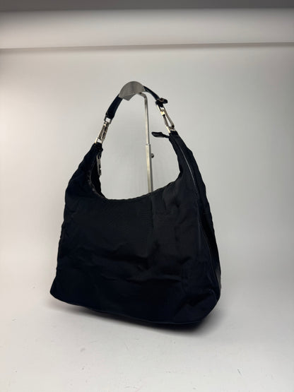 Sac à main vintage Gucci en cuir et toile noir