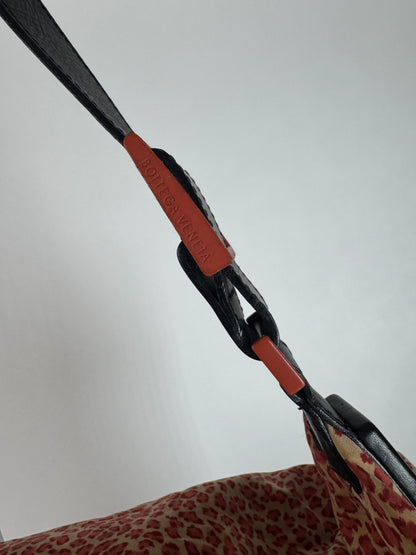 Vintage Bottega Veneta Canvas Leopard Duffel Bag Orange beige