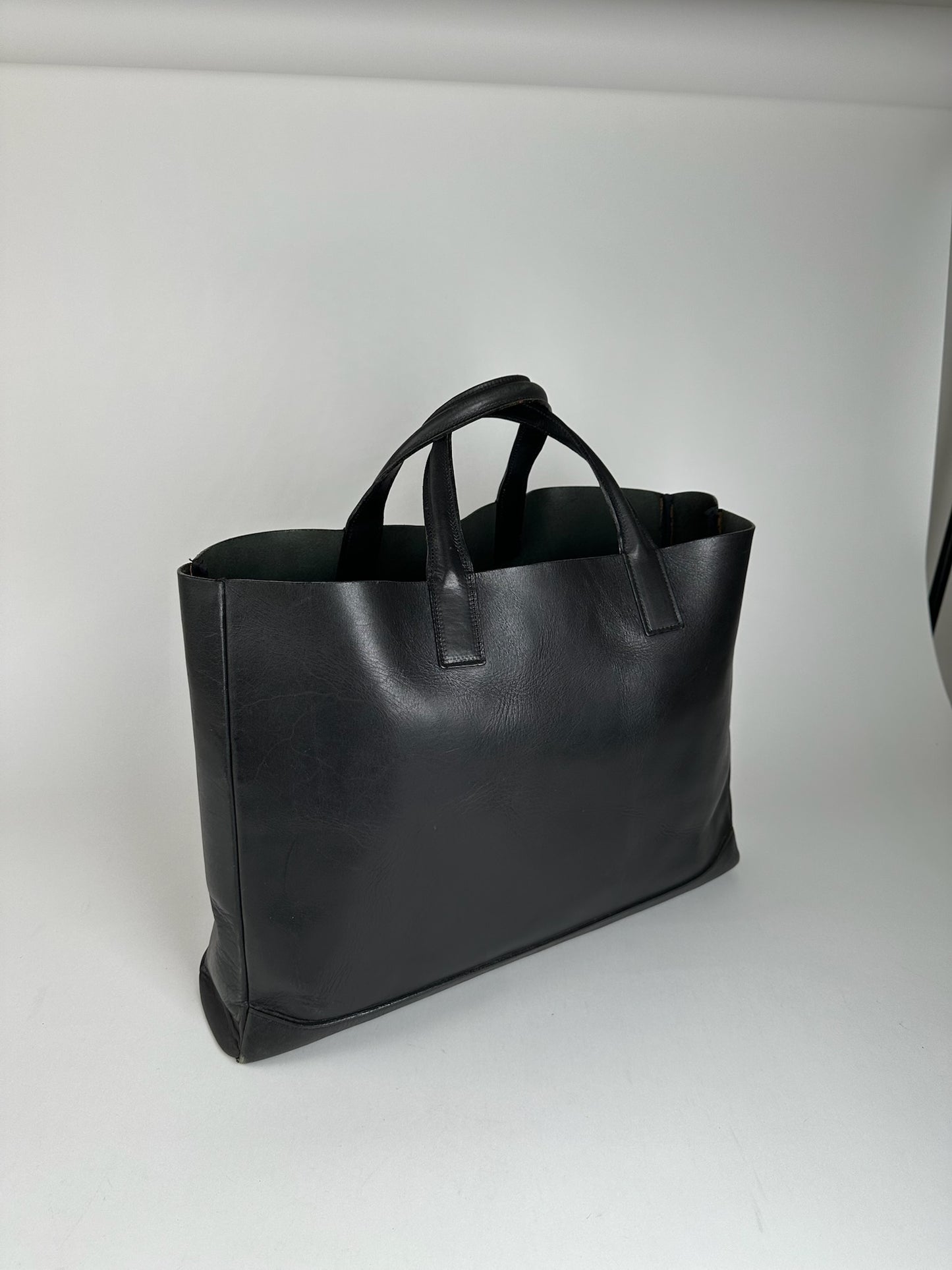 Vintage Issey Miyake Leather Shopper Black