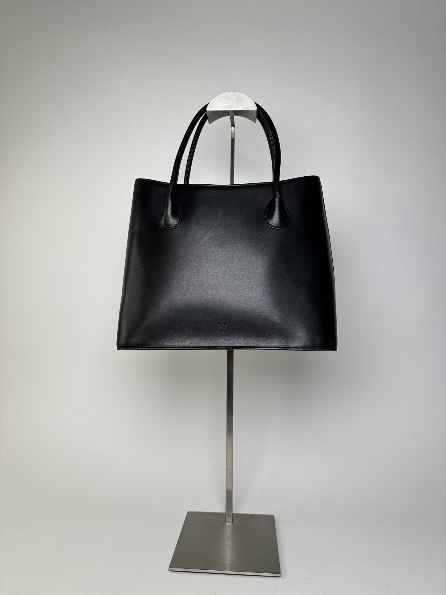 Vintage Issey Miyake Structured Leather Tote Black
