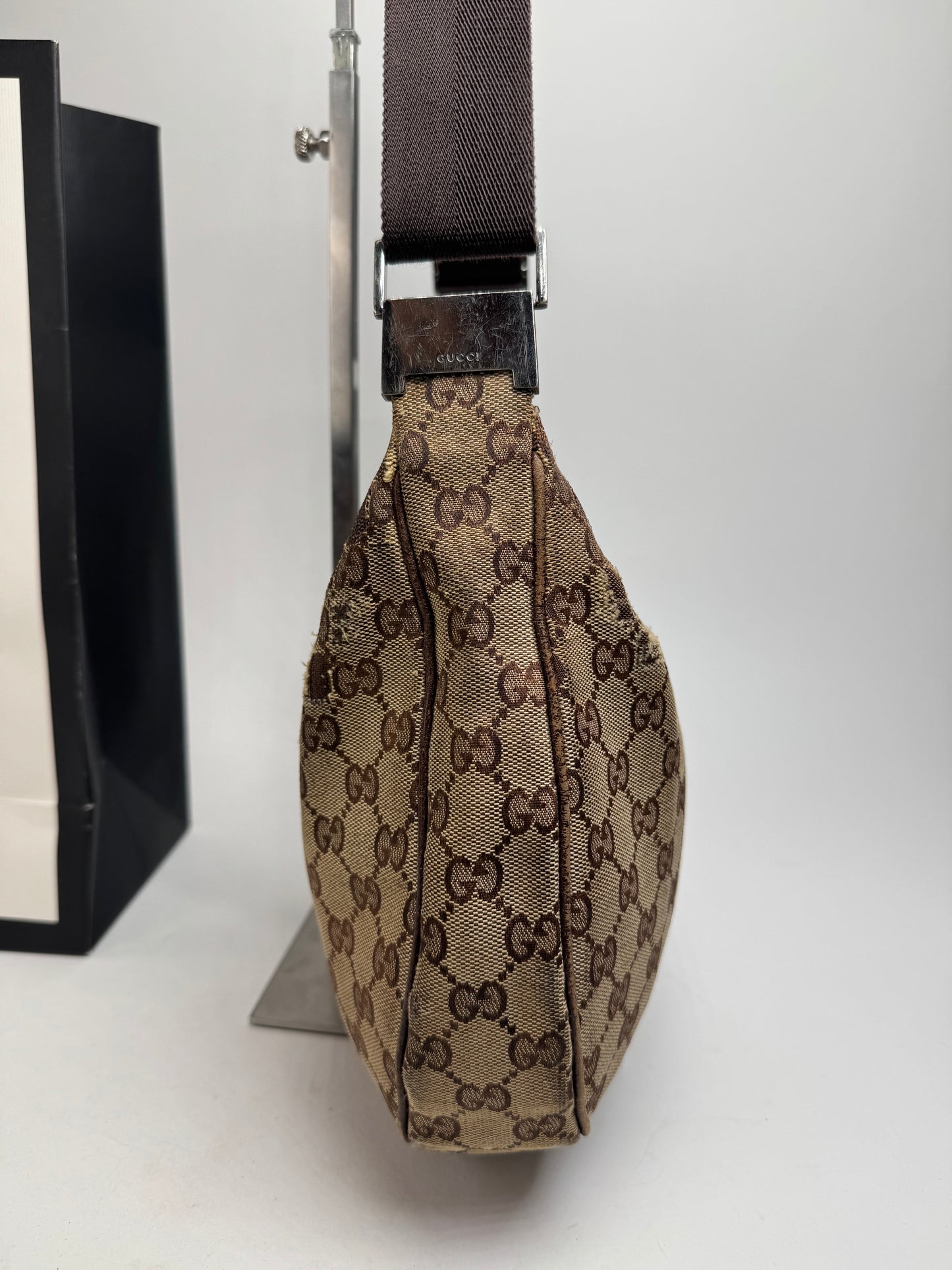 Vintage Gucci Multiway Monogram Croissant Bag Beige Brown