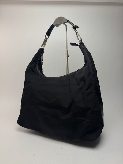 Sac à main vintage Gucci en cuir et toile noir