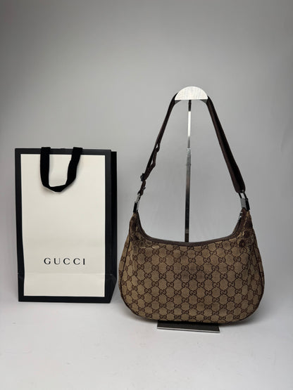Vintage Gucci Multiway Monogram Croissant Bag Beige Brown