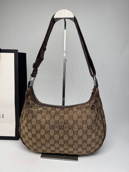 Vintage Gucci Multiway Monogram Croissant Bag Beige Brown